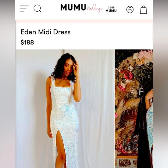 knee length dresses for ladies Eden Midi Dress ~ White Sparkle Sequin main image 0